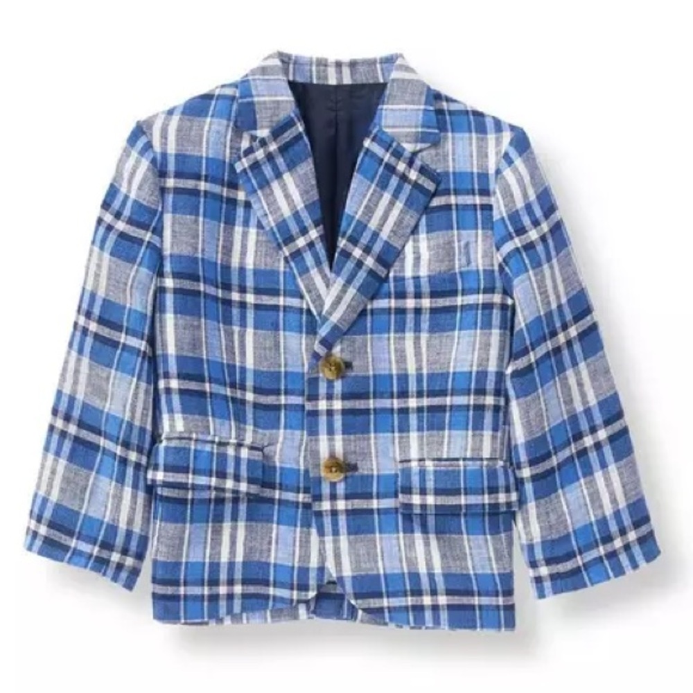 Janie and Jack Plaid Linen Blazer
